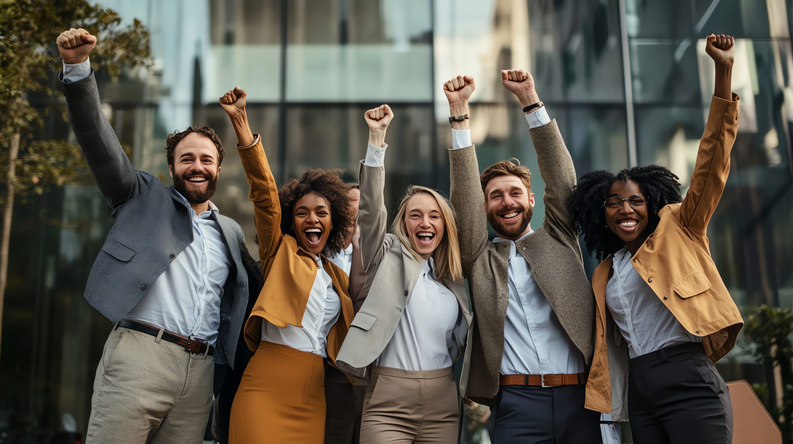 A Diverse Group Of Coworkers Celebrate A Success. - Contabilidade em Estrela - RS | ZW Contabilidade